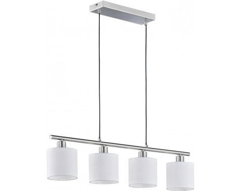 Závesné stropné osvetlenie Tommy, 4 svietidlá, nikel/biela látka%