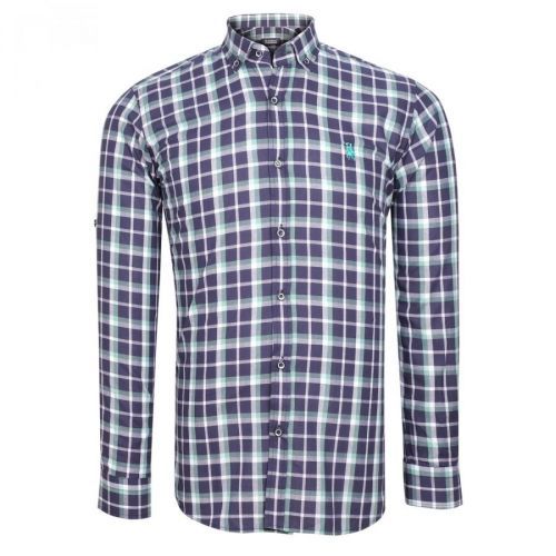 G741 DEWBERRY MEN'S SHIRT-GREEN-NAVY BLUE