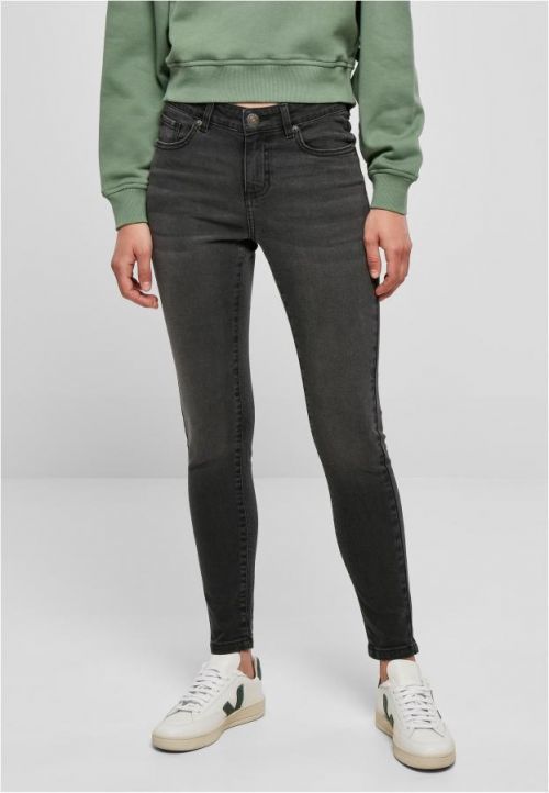 Urban Classics Ladies Mid Waist Skinny Jeans black washed - 26