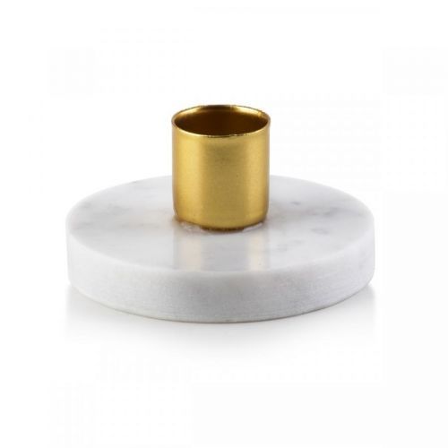 Svícen Cedric Marble 7,5 cm zlatý/bílý
