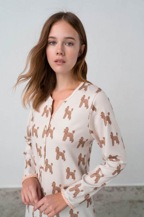 Vamp - Dámska nočná košeľa - Bailey 17478 - Vamp beige stream s