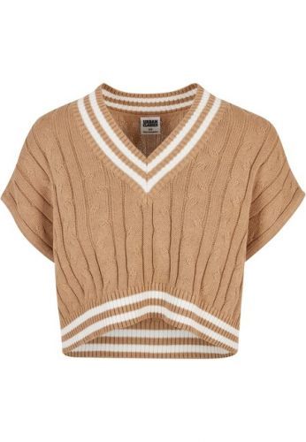 Urban Classics Ladies Cropped Knit College Slipover unionbeige - XS