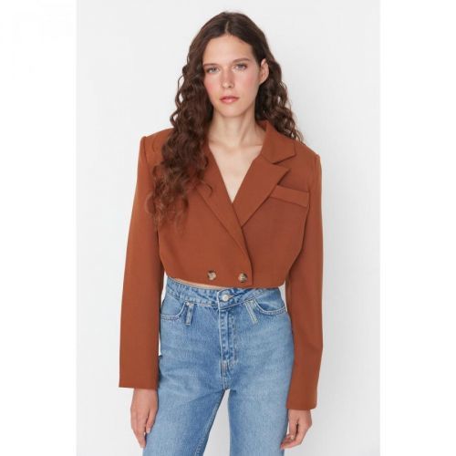 Trendyol Brown Crop Jacket