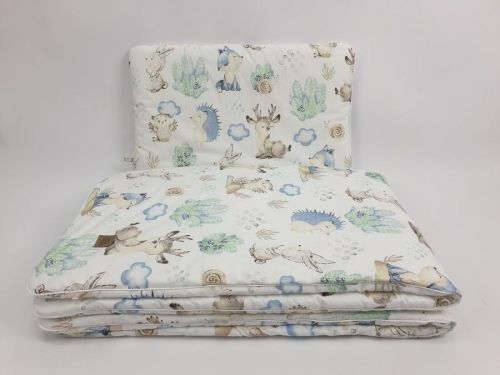 Obliečky Ourbaby Hedgedog biela modrá 135x100 cm 60x40