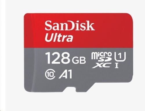 SanDisk MicroSDXC karta 128 GB Ultra (140 MB/s, A1 Class 10 UHS-I) + adaptér