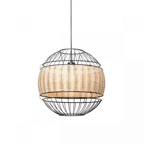 Oosterse hanglamp zwart met rotan 38 cm - Emir