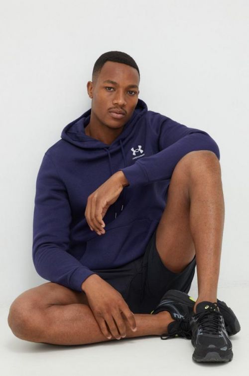 Mikina Under Armour pánska, tmavomodrá farba, s kapucňou, s nášivkou