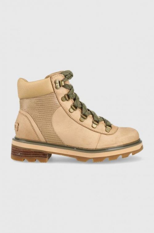 Semišové workery Sorel Lennox Hiker dámske, hnedá farba, na platforme,