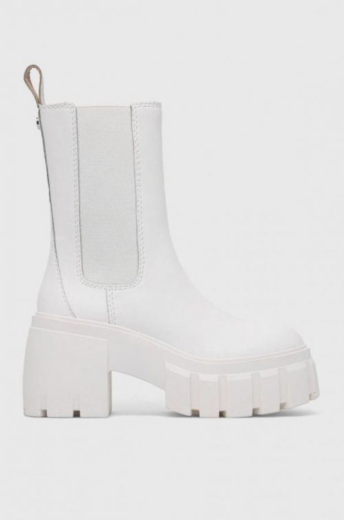 Kožené topánky chelsea Steve Madden Ballistic dámske, biela farba, na podpätku,