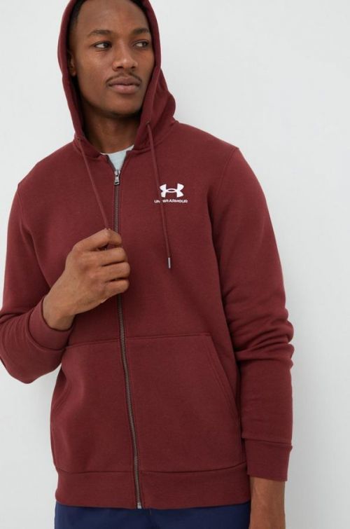 Mikina Under Armour pánska, bordová farba, s kapucňou, jednofarebná