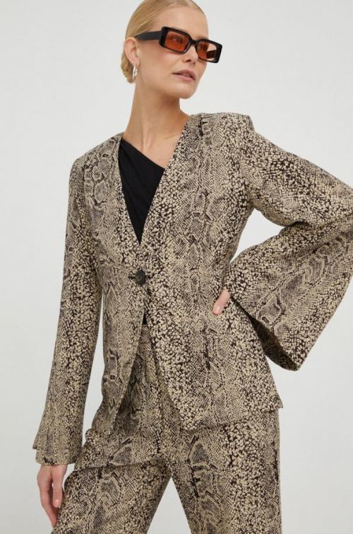 Sako By Malene Birger hnedá farba, jednoradové, vzorované