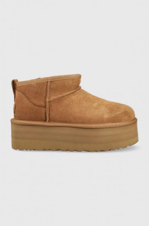 Semišové snehule UGG W Classic Ultra Mini Platform , hnedá farba