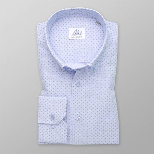 Pánska slim fit košeľa svetlomodrá s bodkovaným vzorom 14418