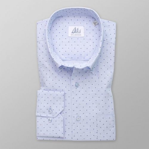 Pánska slim fit košeľa svetlomodrej farby s károvaným vzorom 14422