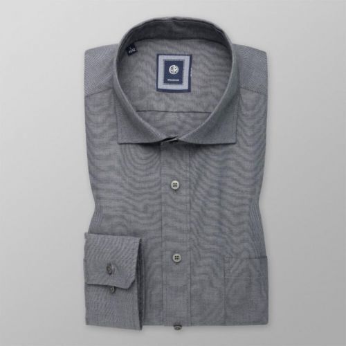 Pánska slim fit košeľa sivej farby s hladkým vzorom 14430