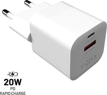 FIXED PD Rapid Charge Mini s USB-C a USB výstupom podpora PD a QC 3.0 20 W biela