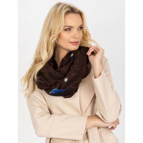 Women's brown scarf with a print