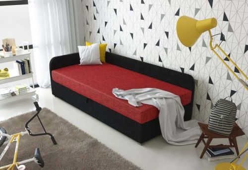 Expedo Čalúnená posteľ QUATTRO + rošt + matrac, 90x200, Sawana13/14, ľavý roh