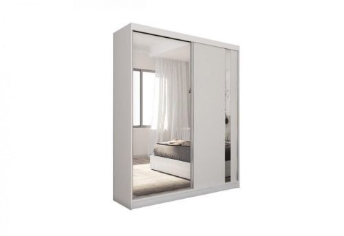 Expedo Skriňa s posuvnými dverami a zrkadlom GAJA + Tichý dojazd, 160x216x61, biela