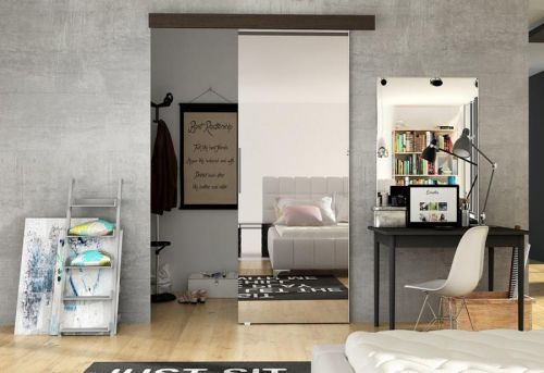 Expedo Posuvné dvere DOLANO II so zrkadlom, 86,5x205, čokoládová