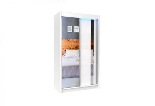 Expedo Skriňa s posuvnými dverami a zrkadlom GAJA, 120x216x61, biela
