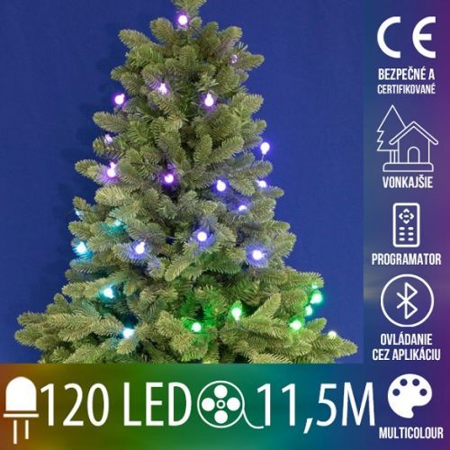 Vianočná led svetelná reťaz vonkajšia - SMART - programátor - 120led - 11,9m - RGB