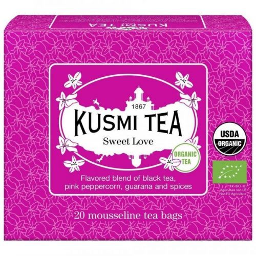 Čierny čaj SWEET LOVE Kusmi Tea 20 mušelínových sáčkov