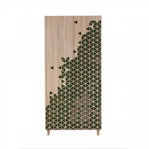 Šatní skříň Kikos III 90 cm dub sonoma/zelená