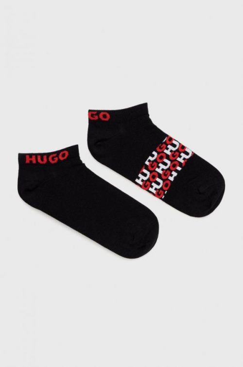 Ponožky HUGO (2-pak) pánske, čierna farba