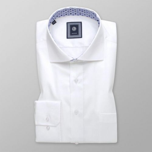 Pánska slim fit košeľa biela s hladkým vzorom a ozdobnými prvkami 14456