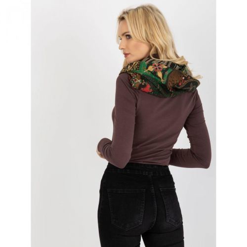 Khaki women's scarf with prints