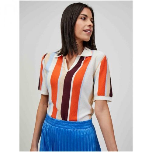 Orange-Cream Light Striped Short Sleeve Sweater ORSAY - Women