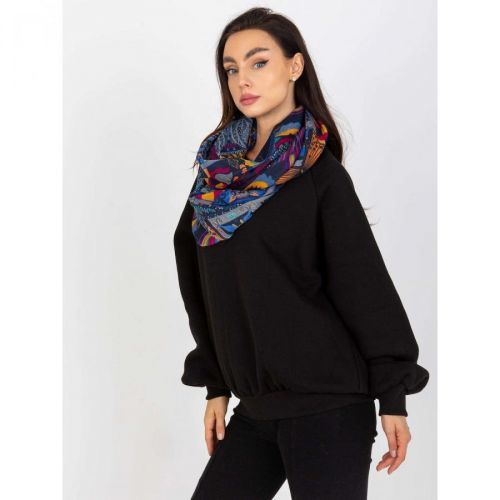 Navy blue scarf with a print