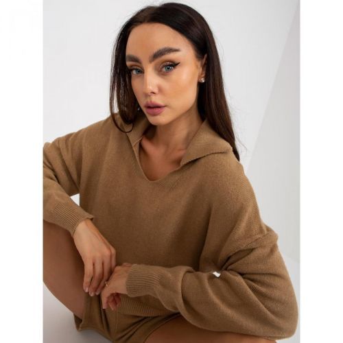 Camel two-piece casual knitted set