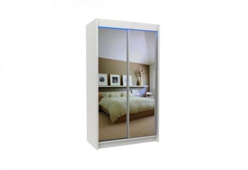 Expedo Skriňa s posuvnými dverami a zrkadlom ROBERTA, 120x216x61, biela