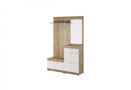 Expedo Predsieňová stena ORNELLA so zrkadlem, 135x197x34, dub riviera/biala mat