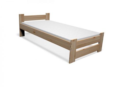 Expedo Posteľ z masívu STUDENT + rošt + penový matrac DE LUX 14 cm, 80x200cm, prírodný/nelak