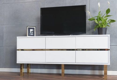 Expedo TV stolík DANCAN MATRAGI, 138x61x30, biela lesk