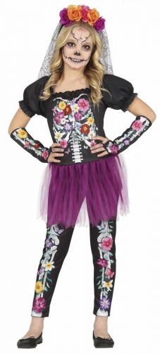 Guirca Dievčenský kostým - Dia De Los Muertos kostra Veľkosť - deti: S