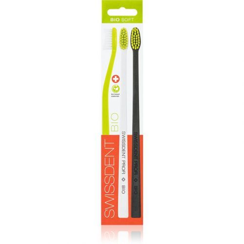 Swissdent BIO Trio pack zubné kefky 3 ks Green/White/Black