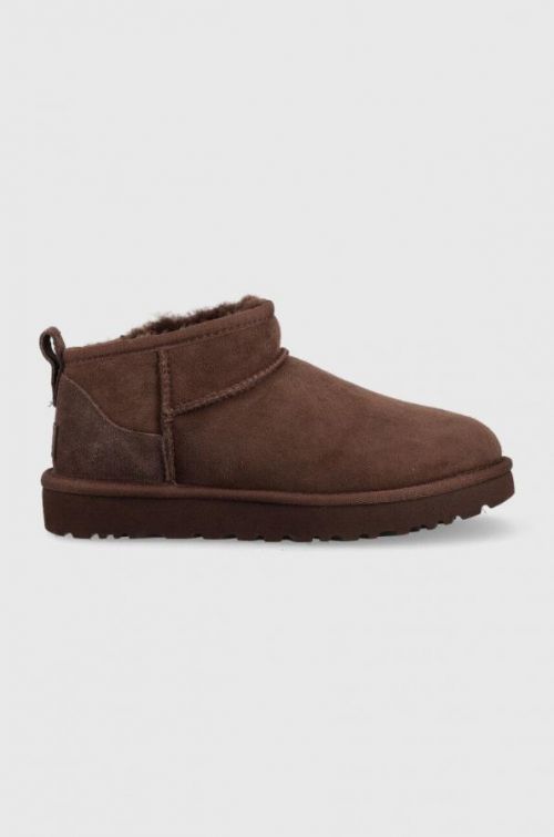 Kožené snehule UGG W Classic Ultra Mini hnedá farba