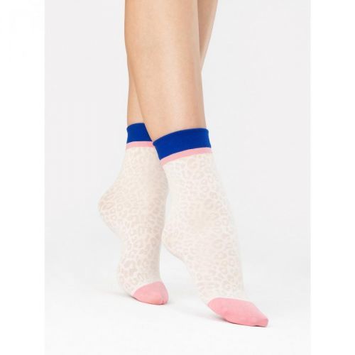 Purr 30 Den Ecru-Cobalt Socks