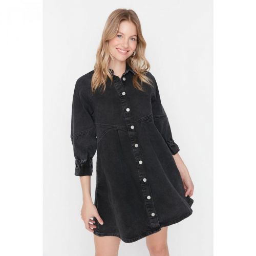 Trendyol Black Stitching Detailed Denim Dress
