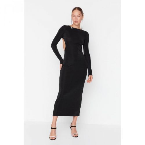 Trendyol Black Back Detailed Midi Dress