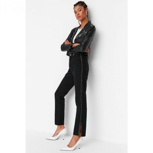 Trendyol Black Trock Detailed High Waist Bootcut Jeans