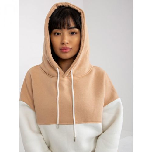 Basic beige and ecru sweatshirt with hood RUE PARIS