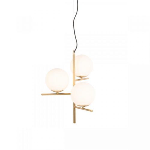 Art deco hanglamp goud met opaal glas 3-lichts - Flore
