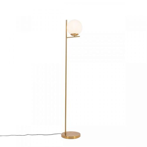 Art deco vloerlamp goud met opaal glas - Flore