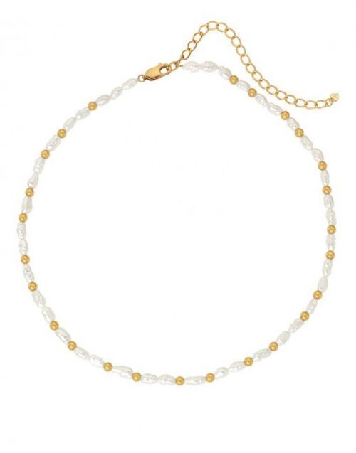 Hot Diamonds Pozlátený perličkový náhrdelník s diamantom Jac Jossa Soul DN156/DN157 32 - 39 cm