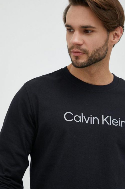 Tréningové tričko s dlhým rukávom Calvin Klein Performance čierna farba, s potlačou